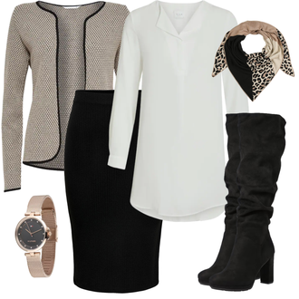 Midi Outfit mit Schwarz Short Große Größe/Kleid Große Größe/Strick Große/Wadenlanger Rock/Strickrock/Midirock/Bleistiftrock Only "Winter Outfit"