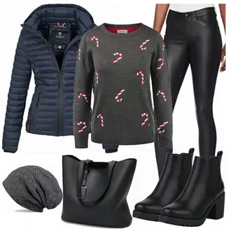 Warme Outfit mit Grau/Dunkelgrau/Hellgrau/Dunkelblau Hut Winter Mütze/Kopfbedeckung/Mütze styleBREAKER "Style"