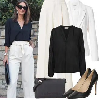 Outfit sa Crna/Tamnosiva Bluza Veći Broj/Bluza i Tunika Tunika Kaffe "Proljetni Outfit"