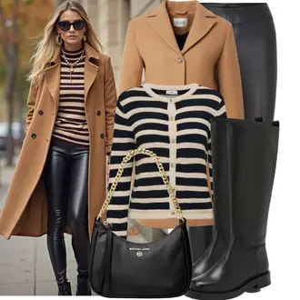 Cowgirl Outfit mit Schwarz/Braun Klassischer Stiefel/Kniehoher Stiefel/Langer Stiefel/ReitStiefel/WeitschaftStiefel About You "Schönes Frühlingsoutfit"Look: Schick, Coole, Cowgirl, Elegant, Punk