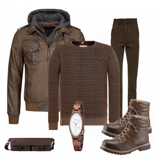 Outfit mit Rot Lederjacke Indicode Jeans "Tomi"