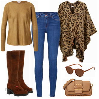 Outfit mit Braun Strickjacke Claire "Leo Herbstoutfit"