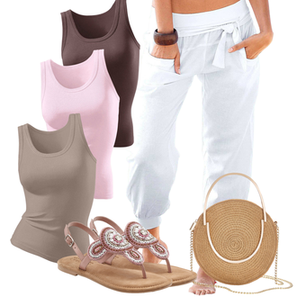 Outfit mit Weiß/Creme Jogginghose Herren Lederjacke/Jogger Hose/Boyfriend Hose/3/4 Hose/Baumwollhose/Cargo-Jogginghose/Leinenhose/Karottenhose/Baggy Hose Buffalo "Modischer Sommer Look"