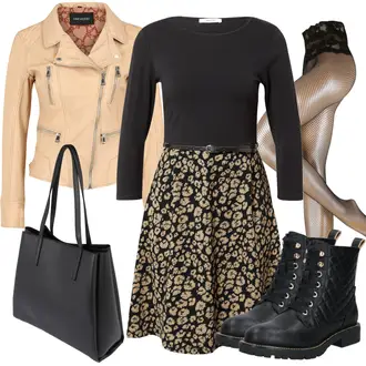 Outfity na zimu Zvířecí potisk s Černá/Hnědá/Tmavě zelená/Khaki Zimní šaty s dlouhým rukávem/Šaty na Podzim/Šaty s 3/4 Rukávem/Šaty Do Áčka/2-v-1 šaty About You "Módní zimní outfit"