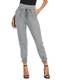 LIUMILAC Damen Hose Casual Hose Schleife Hose 9/10 Elegant Schleife Hose Freizeithose mit Taschen S Hellgrau