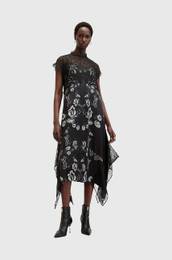 Obleka s primesjo svile GIAN DRESS rna barva, W026DB