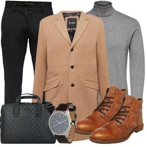 Outfit mit Braun Schuh Stiefel Bullboxer "Buro Outfit"