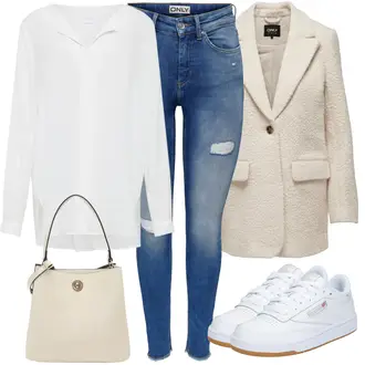 Kombinacije s odijelom sa Plava Kožna Jakna/Čizma do Gležnja/Traperice s Prorezom/Push-up Traperice/High Waist Traperice/Kožne jakne/Traperice s Rupom Only "Jesenski outfiti"
