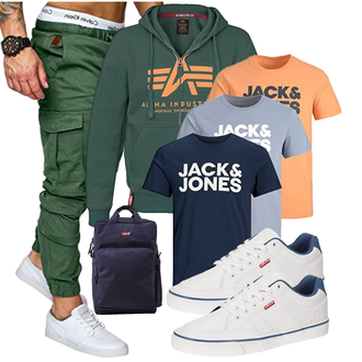Logoprint Outfit mit Schwarz Jack & Jones "Cooles Outfit"