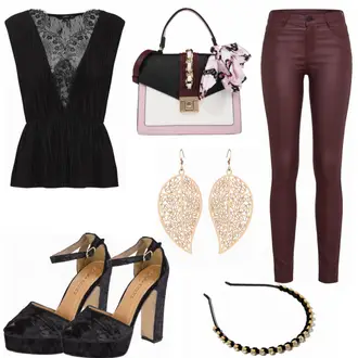 Party Outfits mit Lila/Bordeaux/Rosa/Dunkelrot Lederjacke/Leder Schuhe/Jeans mit Schlitz/Cropped Jeans/Knöchelstiefel/Caprijeans/Thermojeans/Slim Fit Jeans/Herren Lederjacke/Biker Jeans/Lederimitathose/Lederhose/Skinny Hose/Leggings Lederoptik/Lederlegging/Jeggings/Treggings Vila "NewYearsEveDinnerParty"