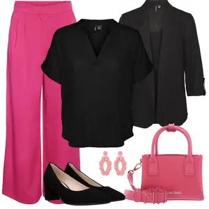 Outfit met Zwart Pomp/Leren rok Leren Minirok Gabor "Perfecte Kantoor Outfit"