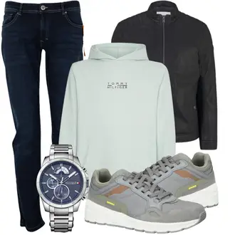 Extravagante Outfit mit Blau/Grau/Hellblau/Dunkelblau Tommy Hilfiger "Toller Look für die Freizeit"Look: Italienische, Extravagante, Maritim, Smart Casual, Classic, Old Money