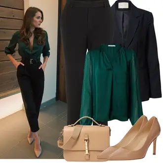 Tapered Outfit sa Tamnoplava Hlača Velika Veličina/Tajice Velika Veličina VERO MODA "Proljetni Outfit"