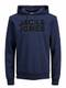 JACK & JONES Herren JJECORP Logo Sweat Hood, Navy Blazer/Large Print/W Bla, M
