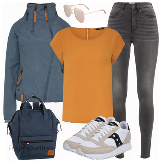 Outfit mit Grau Sneaker Saucony "Naketano bergangsjacke Forrester"