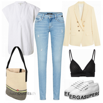 Outfit mit Grau Sneaker Superga "Schöner Alltagslook"