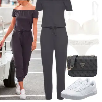 Outfit sa Tamnosiva/Siva/Svjetlosiva Ljetni kombinezon/Kombinezon s halterima/Kombinezon s patentnim zatvaračem/Elegantni kombinezon Venice Beach "Outfit za odmor"
