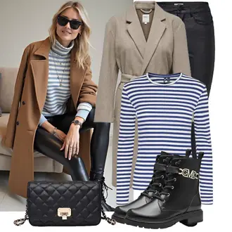 Mit Gürtel Outfit mit Braun/Beige/Grau Strickmantel/Midi Mantel/Wintermantel Wollmantel/Lodenmantel/Wollmantel/Kaschmir Mantel Only "Stilvoller Look für den Frühling"