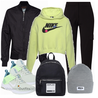 Outfit met blauw Alpha Industries "JACQUELINE De YONG Broek"