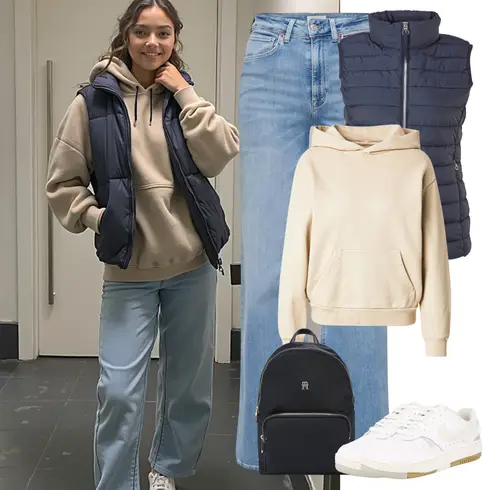 Comment poter Bleu foncé/Bleu clair/Bleu Parka Grande Taille S.Oliver avec Bleu clair Jeans Femme Longueur 7/8/Jean Coupe Ample/Jean Dad/Jeans vintage/Jean Court/Jean Évasé/T-shirt/Jean-culotte/Jeans avec Fente Only