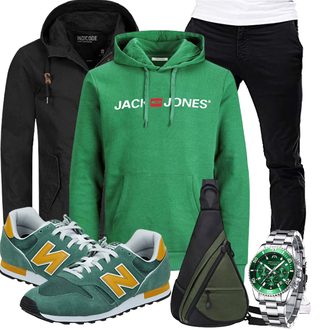 Lang Outfit mit Grün/Dunkelgrün Sport Sweatshirt/Partner Hoodie/Vintage Hoodie/Unisex Hoodie/Hoodie/Ausgefallener Hoodie/Sport Hoodie Jack & Jones "Super für die Freizeit"