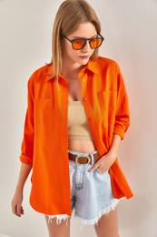 Women's Double Pocket Basic Terikoton Shirt