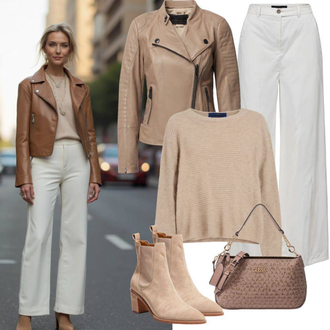 70. leta, Disko outfit mit Bež/Rjava Vintage usnjena jakna/Vintage Jakna/Jakna iz Umetnega Usnja/Usnjena Jakna/Trajnostna Jakna/Motoristična jakna answear lab "Moderen outfit"Look: Zunaj, Estetski, Unisex, Italijanska, Ulična moda, Delovna oblačila, 70. leta, Safari, Vintage, Modna, Preprosta, Bik, Modernen, 80. leta, Retro