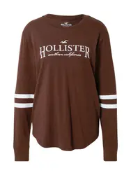 HOLLISTER Shirt dunkelbraun / weiß