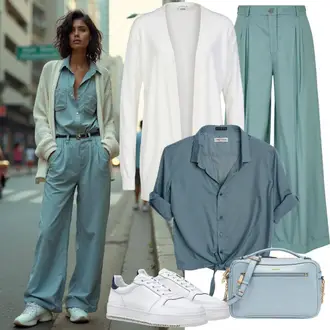 Party Outfits Schick mit Hellblau/Blau Schultertasche/Schultertasche/Kleine Tasche/Umhängetasche/Baguette-Tasche/Schulranzen Tommy Hilfiger "Modisches Frühlings Outfit"Look: Schick