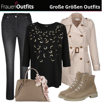 Outfit mit Braun Stiefel Paul Green "Herbst Outfit in großen Größen"