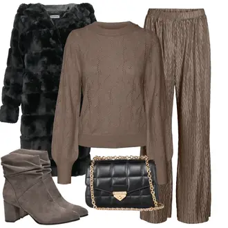 Avond Outfits Gala met zwart Lange jas/Jas van Imitatiebont/Bont Jas/Fluwelen Jas/Imitatie Bont Mantel/Pelsen Mantel/Teddy Mantel gentile bellini "Outfit voor de winter"Look: Concert, Gala, 50e verjaardag, Festival, 40e verjaardag, Oudejaarsavond, Verjaardag