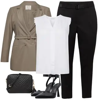 Mit Gürtel Outfit mit Braun/Khaki/Grau/Beige Mantel/Trachtenblazer/Blazerjacke/Boyfriend Blazer/Cargoblazer/Lässiger Blazer/Lederjacke/Zweireiher Blazer/Eleganter Blazer/Longblazer/Oversize Blazer/Lederjacke für Männer guido maria kretschmer curvy "Business Look für Damen"