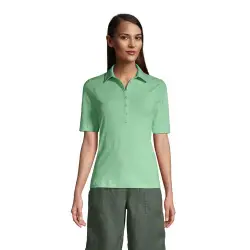 Poloshirt aus Halbleinen, Damen, Gre:36-38 regular, Grn, Baumwolle/Leinen, by Lands'''' End