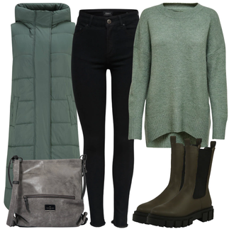tenues avec Vert foncé/Vert Gilet Long/Manteau Long/Long manteau/Long Manteau d'Hiver/Manteau Long en Duvet yas tall "Tenue d'Automne"
