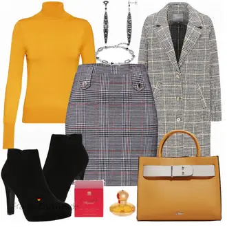 Outfit mit Grau/Dunkelgrau/Dunkelblau/Blau/Lila Short Große Größe/Strick Große/70er Minirock/Boucle Rock/Hahnentritt Rock/Minirock/Karierter Rock/Tweed Rock About You "ABOUT YOU Rock Hauke"