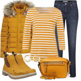 Outfit mit Gelb Stiefel Rieker "Herbst Outfit in warmen Farben"