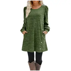 Geschenke Für Frauen Strickkleid Damen, Festliches Kleid Maxikleider Langarm Jeans Röcke Wickelrock Kleines Schwarzes Kleid Blazer Mit Trauzeugin Kleider Schottenrock (Armee Grün-1, L)