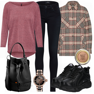Outfit mit Dunkelrot/Rosa/Lila/Bordeaux 3/4 Bluse/Klassische Tunika/Elegante Tunika/ausgefallene tunika/Festliche Tunika/Lederjacke/Tuniken-Shirt/Bluse Große Größe/Tunika Only "Only pullover"