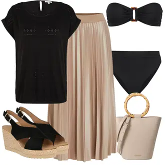 Outfit mit Schwarz Bluse/Hemdchen/StrickKleid/Bluse Große Größe/Trainingsshirt/Top Tom Tailor "Strand Outfit"