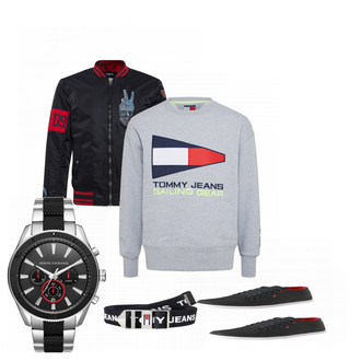 Outfit mit Weiß/Blau Uhr Armani Exchange "jeans"
