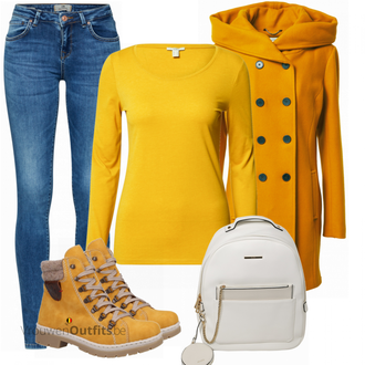Outfit met geel Laars Rieker "Stijlvolle herfstsfeer"