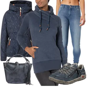 Feine Outfit mit Blau/Dunkelblau/Hellblau/Grau Sneaker Low/Sneaker Mit Seitlichem Reißverschluss/Canvas-Sneaker/Leder Sneaker/Vintage Sneaker/Schmaler Sneaker/Winter Sneaker Mustang "Trendiges Herbst Outfit"Look: Uni, Outdoor, Smart Casual, Casual, Streetwear, Workwear, Unisex, Retro, Feine, Skater, Trendige
