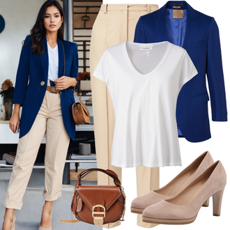 Tenues d'Affaires avec Beige/Kaki Pantalon Stretch/Pantalon à Enfiler/Pantalon Droit/Pantalon Business/Pantalon en Mousseline/Pantalon Taille Haute/Pantalon Froissé/Pantalon Moulant/Pantalon de Costume/Pantalon en Bengaline/Pantalon Chino/Pantalon Slim/Pantalon avec Fente Matinique "Tenue Complète de Bureau"