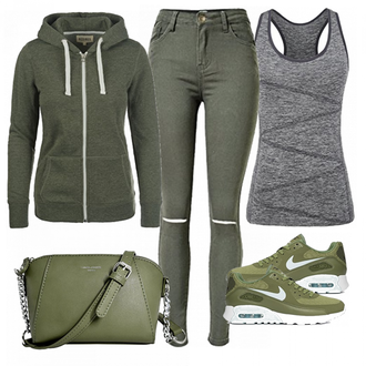 Outfit mit Grün Sneaker Nike "Vika"