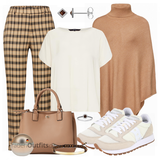 Outfit mit Grau Sneaker Saucony "VERO MODA Blusenshirt beige"