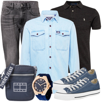 Old Money Outfit mit Dunkelgrau/Grau/Rot/Braun Poloshirt Polo Ralph Lauren "Freizeit Outfit"Look: Rad, Preppy, Premium, Maritim, Smart Casual, Büro, Coole, Classic, Old Money