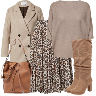 Šifón Outfit s Hnědá/Béžová/Tmavě hnědá About You "Oblečení do kanceláře"