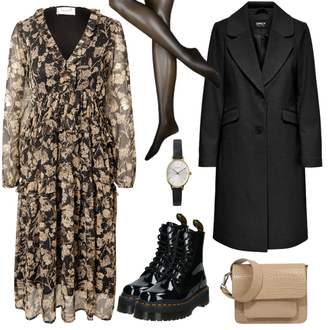 Outfit mit Grau Kleid Große Größe Neo Noir "Cooler Alltagslook"