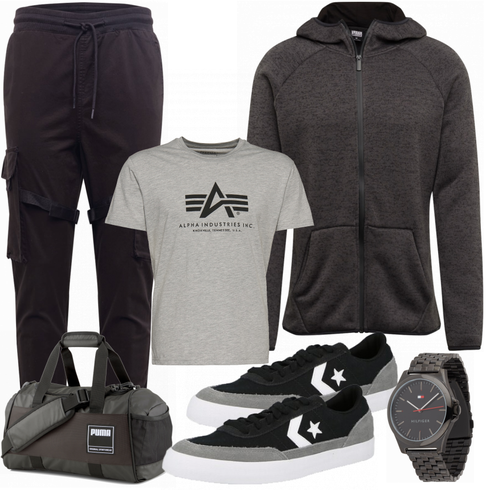Grau T-Shirt Alpha Industries kombinieren