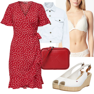 sviatočné Outfit sa Crvena/Tamnocrvena Haljina Veći Broj/Tunika Only "Ljetni outfit za slobodno vrijeme"Look: Rap, sviatočné, Talijanski, Za Kuću, Mom, Preodjeven, Romantičan